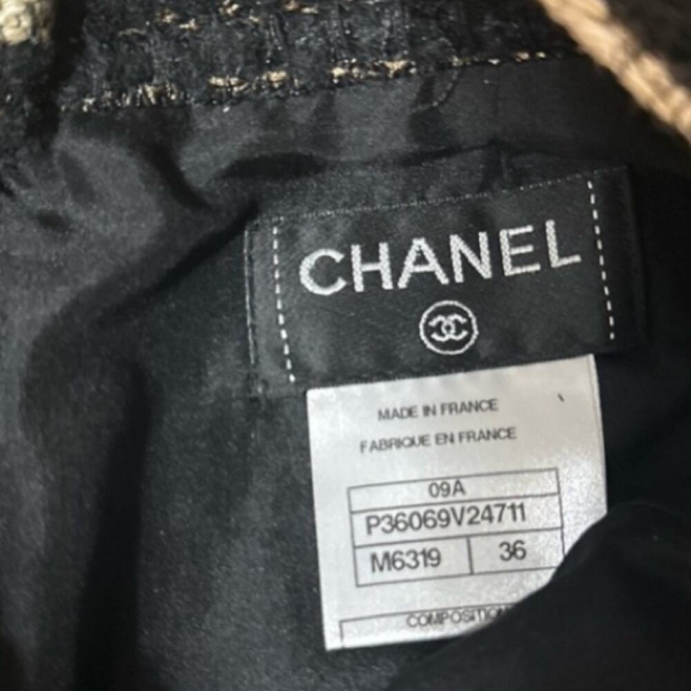 CHANEL Paris Moscou 09 black and Cream Striped tweed Knit Skirt Suit 36 - Picture 8 of 16